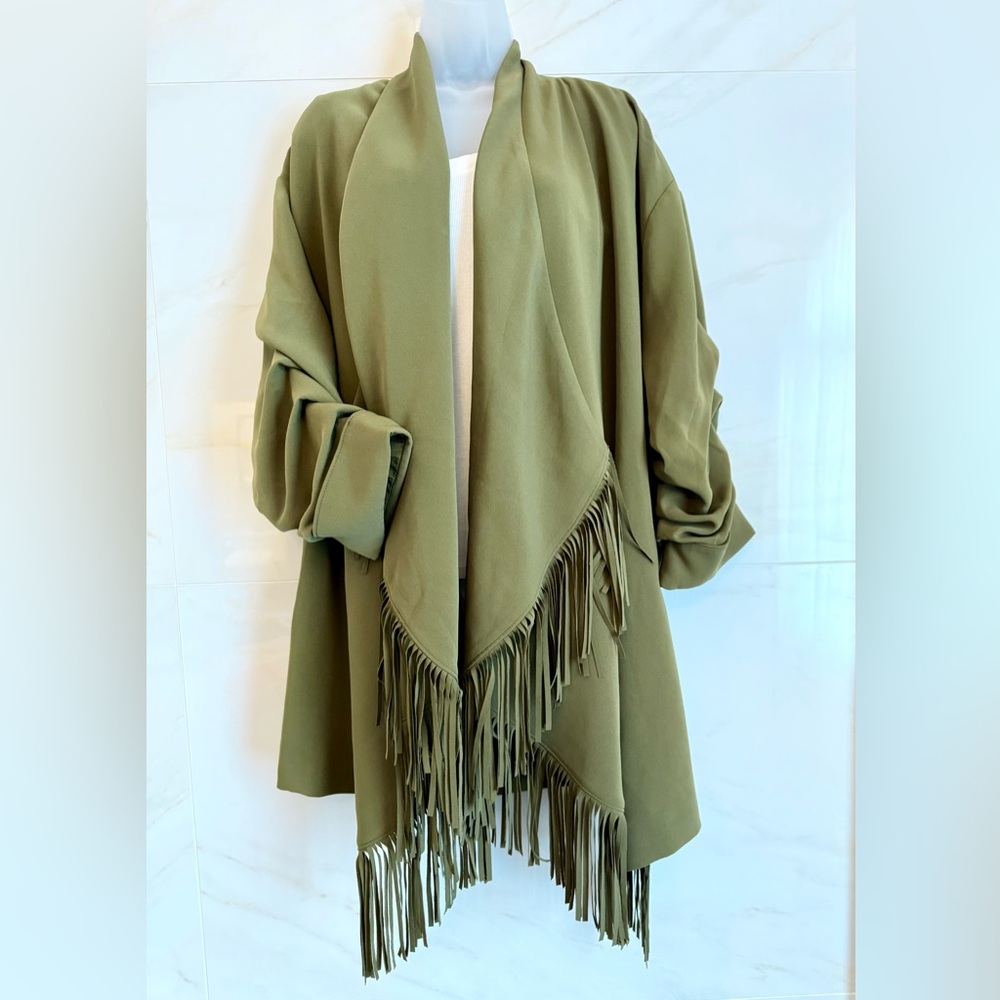 cinq à sept Draped Fringe Jacket – Size 12 – Olivia Fully Lined - Picture 2 of 10
